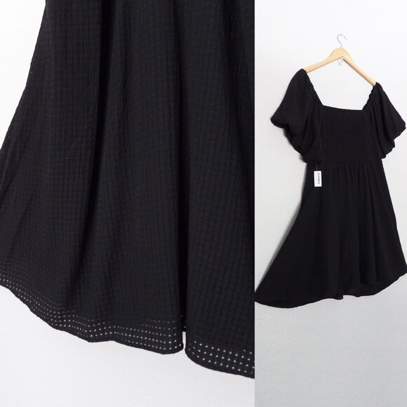 NEW Old Navy Flutter-Sleeve Mini Swing Dress Black Jack Textured Seersucker 3X - Picture 5 of 15